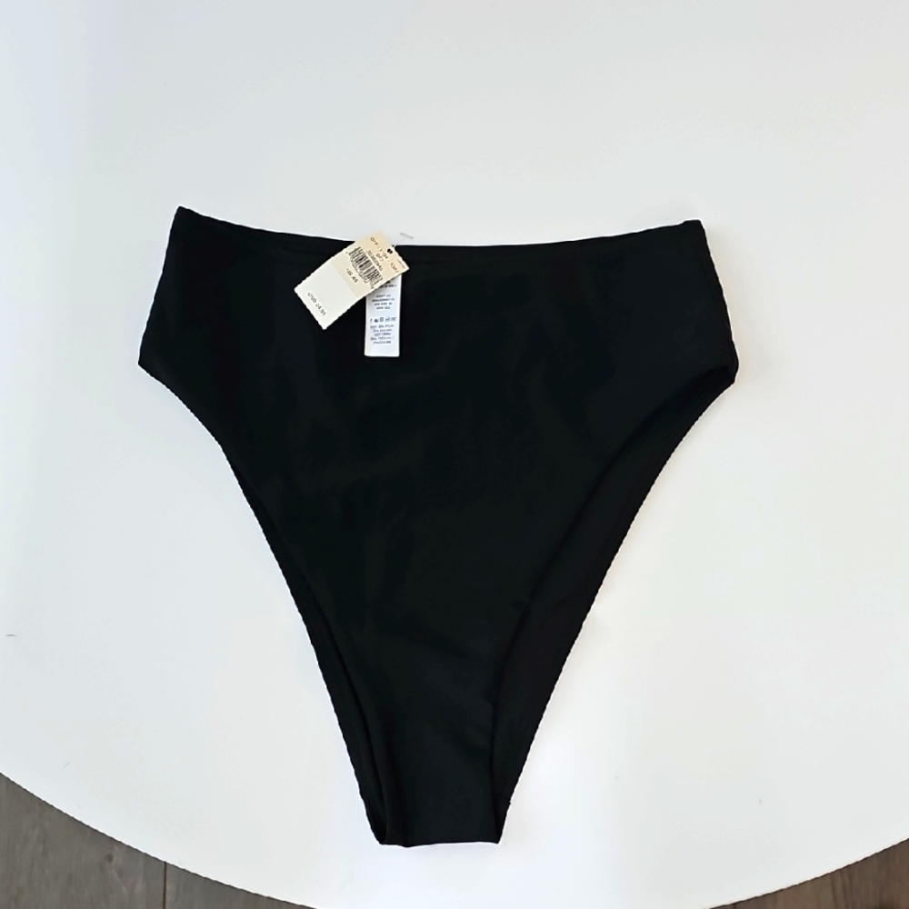 NWT Aerie Black High-Waisted Bikini Bottom